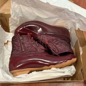 Sperry Saltwater Nylon Quilt Duck Boots Cordovan Burgundy
